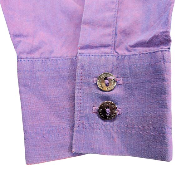 Vtg VERSACE Jeans Couture Iridescent Purple Silk‎ Mens Medusa Metal Studs Medium - Picture 12 of 16